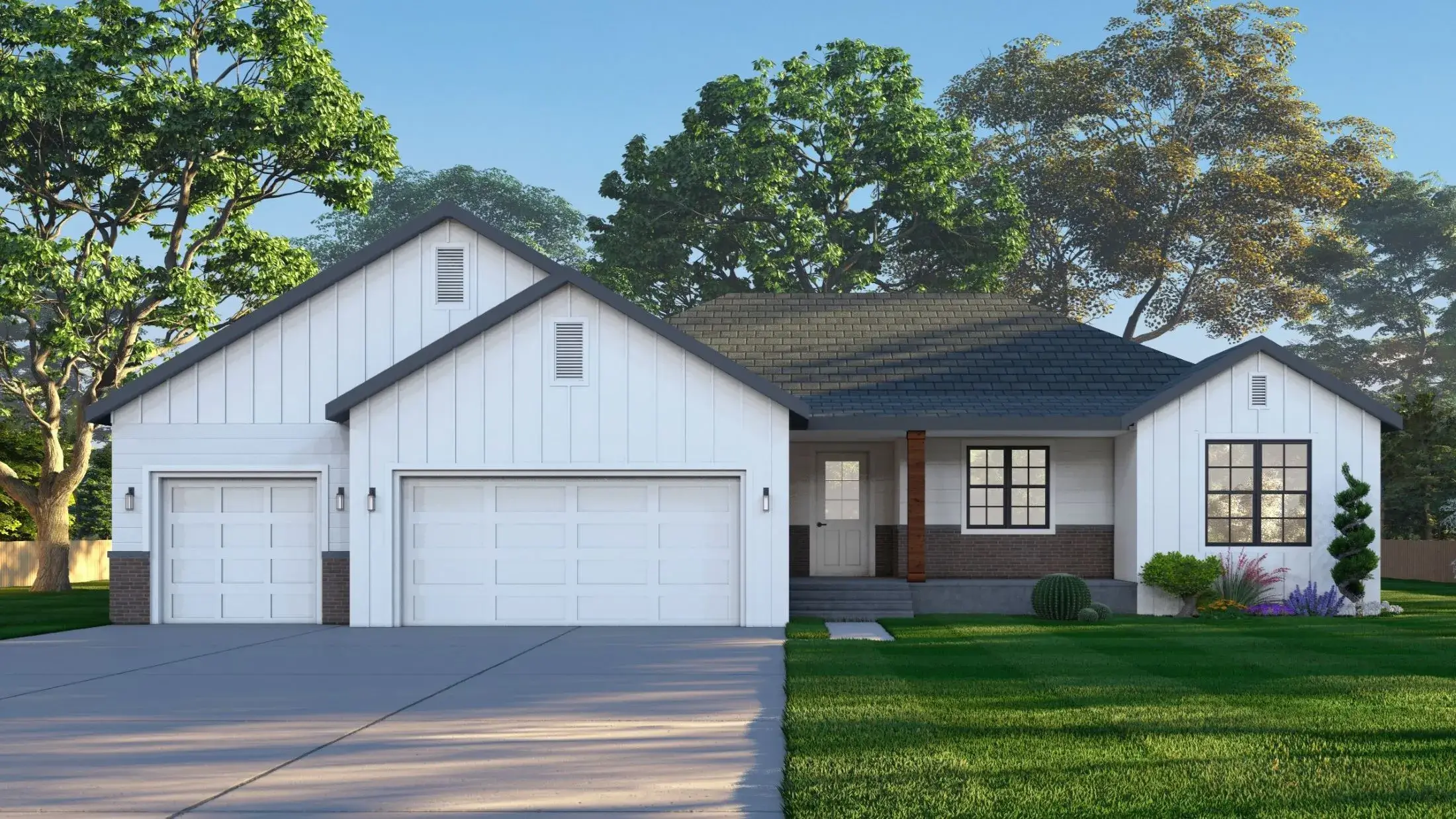 Heritage Homes 'The Aidan' home plan front elevation in full color.