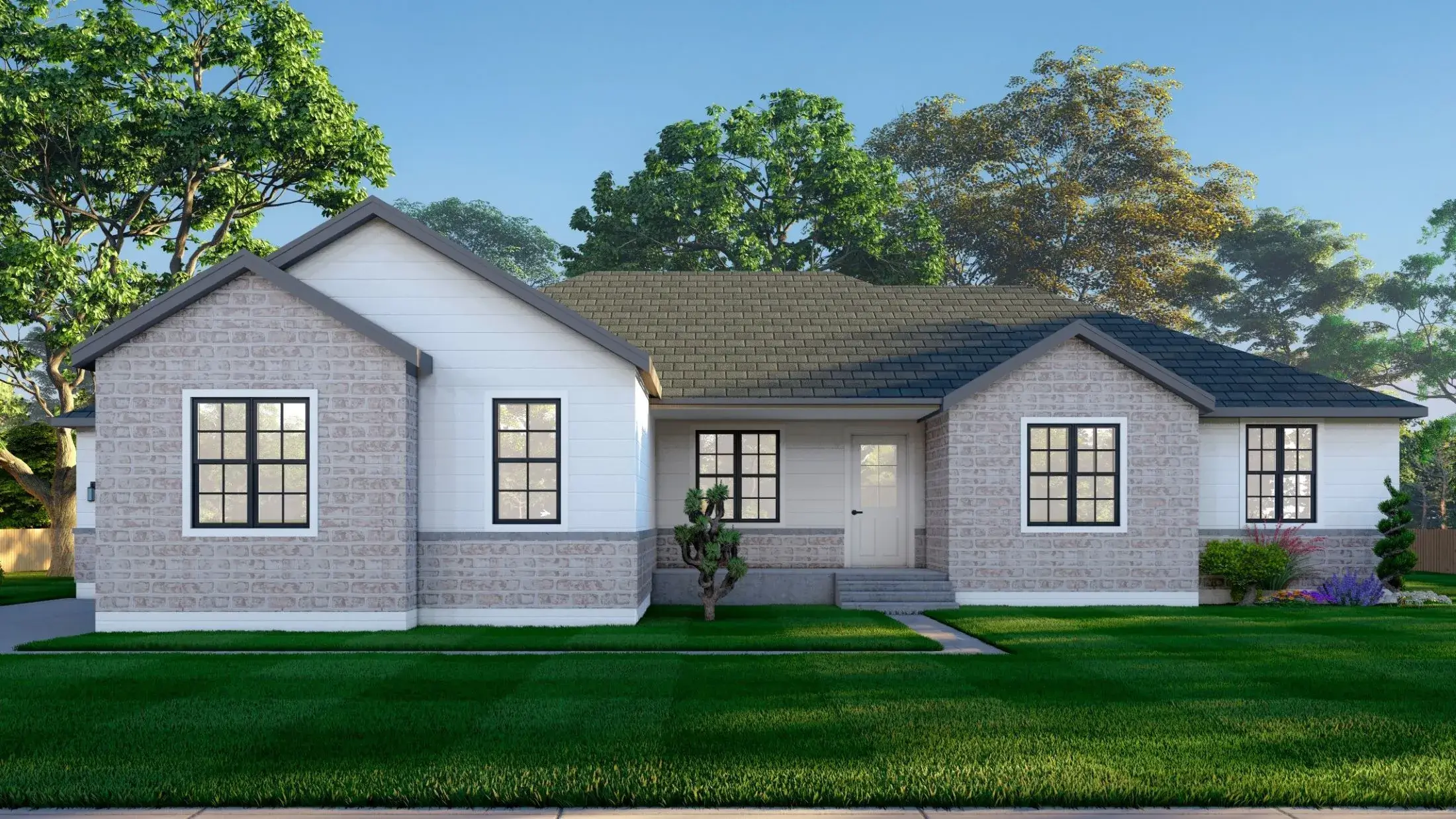 Heritage Homes 'The Cache' home plan front elevation in full color.